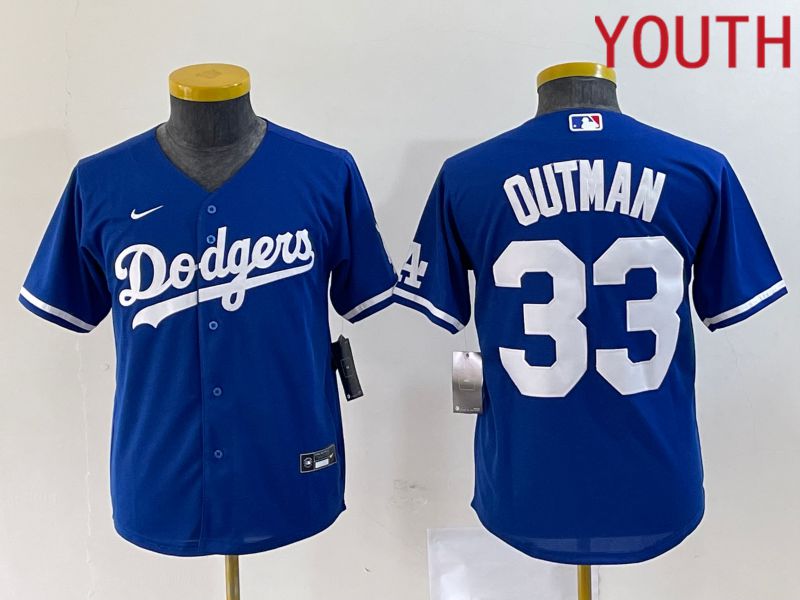 Youth Los Angeles Dodgers 33 Outman Blue Nike Game 2023 MLB Jerseys